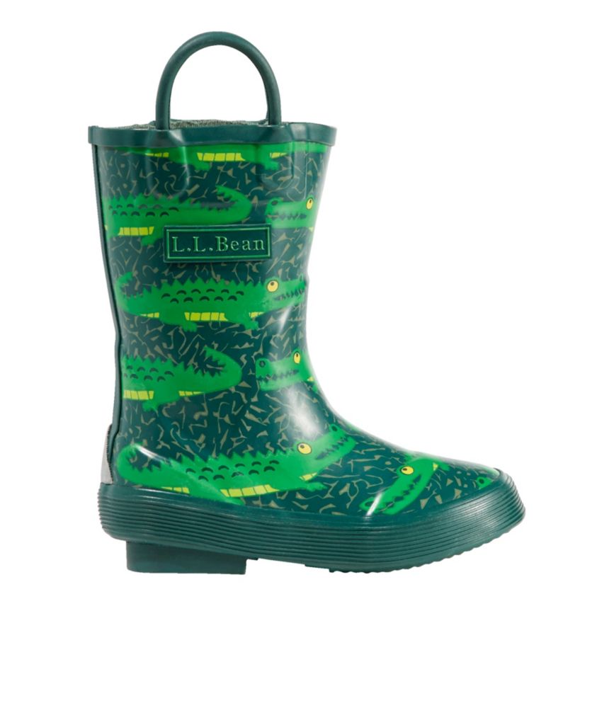 Toddlers' Puddle Stompers Rain Boots, Print Darkest Green Gator 5, Rubber/Cotton L.L.Bean