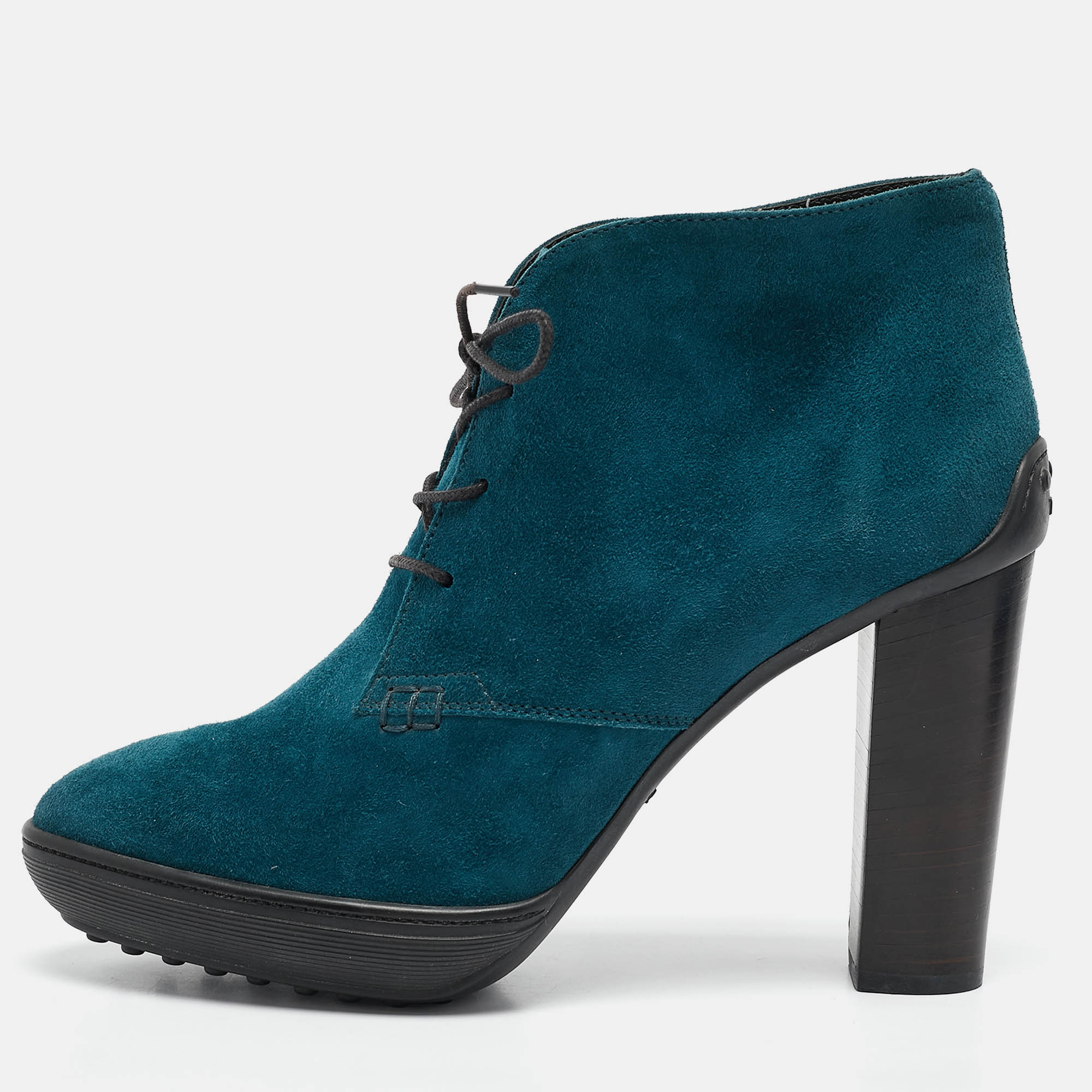 Tod's Blue Suede Lace Up Ankle Length Boots Size 39.5