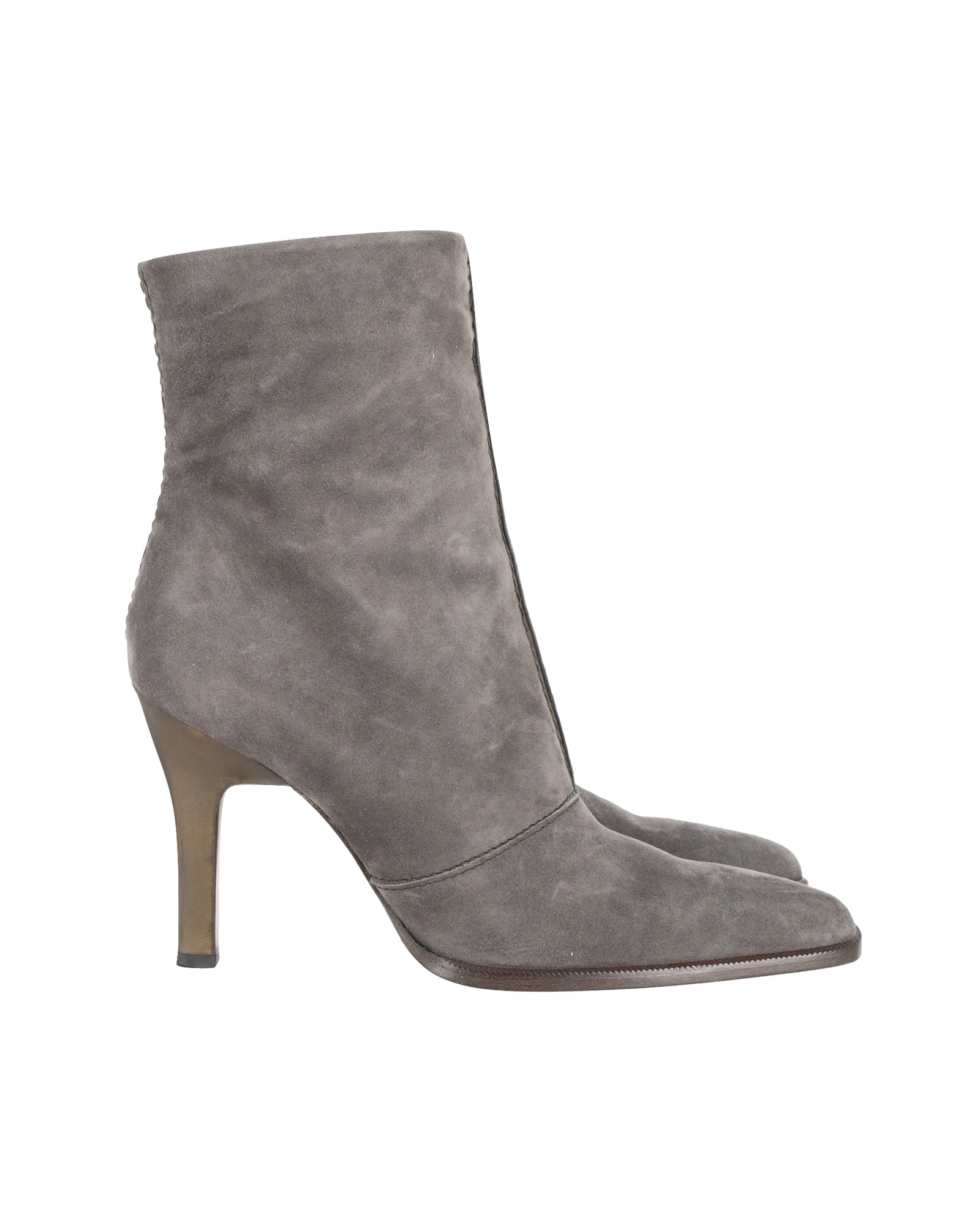 Tod's High Heeled Ankle Boots in Moss Green Suede