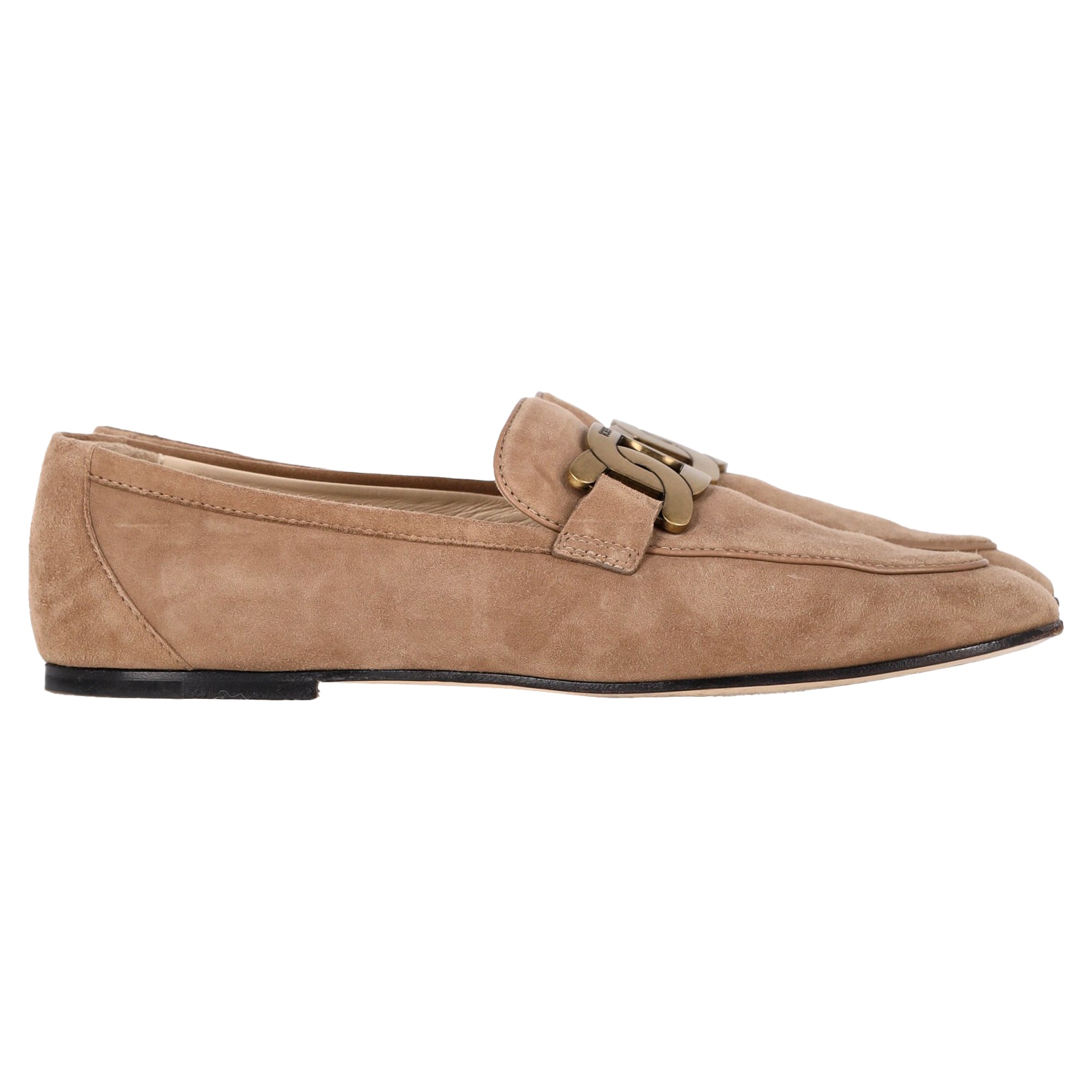 Tod's Kate Embellished Slip-On Loafers in Brown Suede