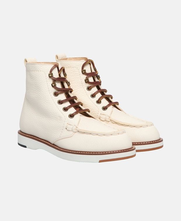 Tods Lace-Up Ankle Boot in White, Women's (Size 4)