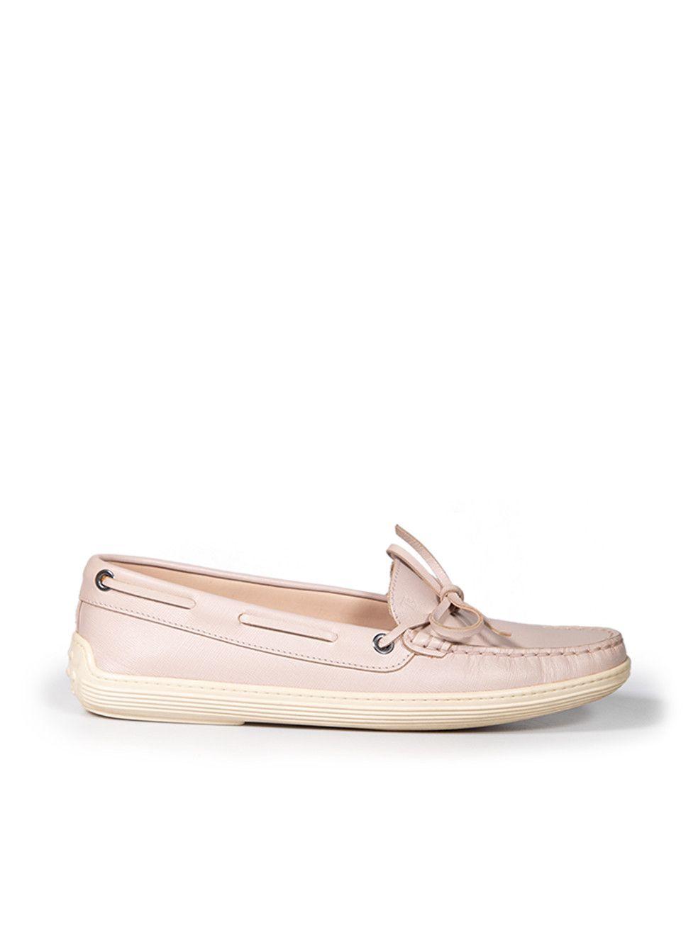 Tods Pink Leather Bow Loafers, Women's (Size 8)