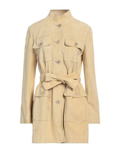 Tod's Woman Overcoat & Trench Coat Pastel yellow Size 2 Ovine leather, Goat skin