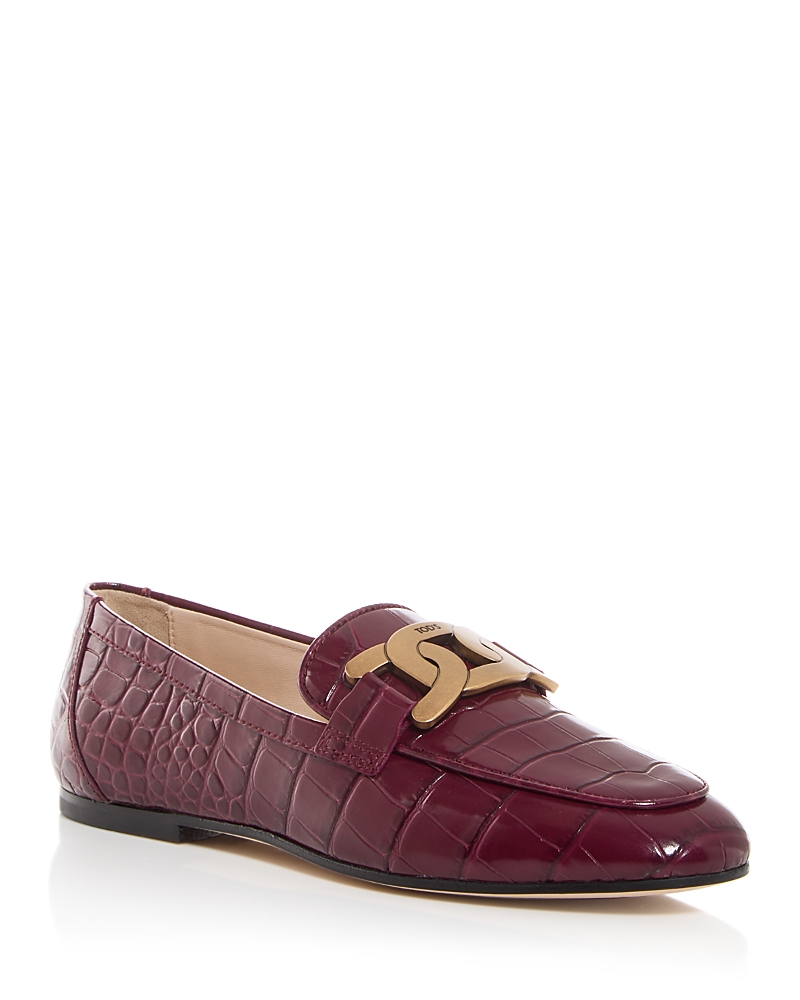 Tod's Women's Kate Croc Embossed Loafers