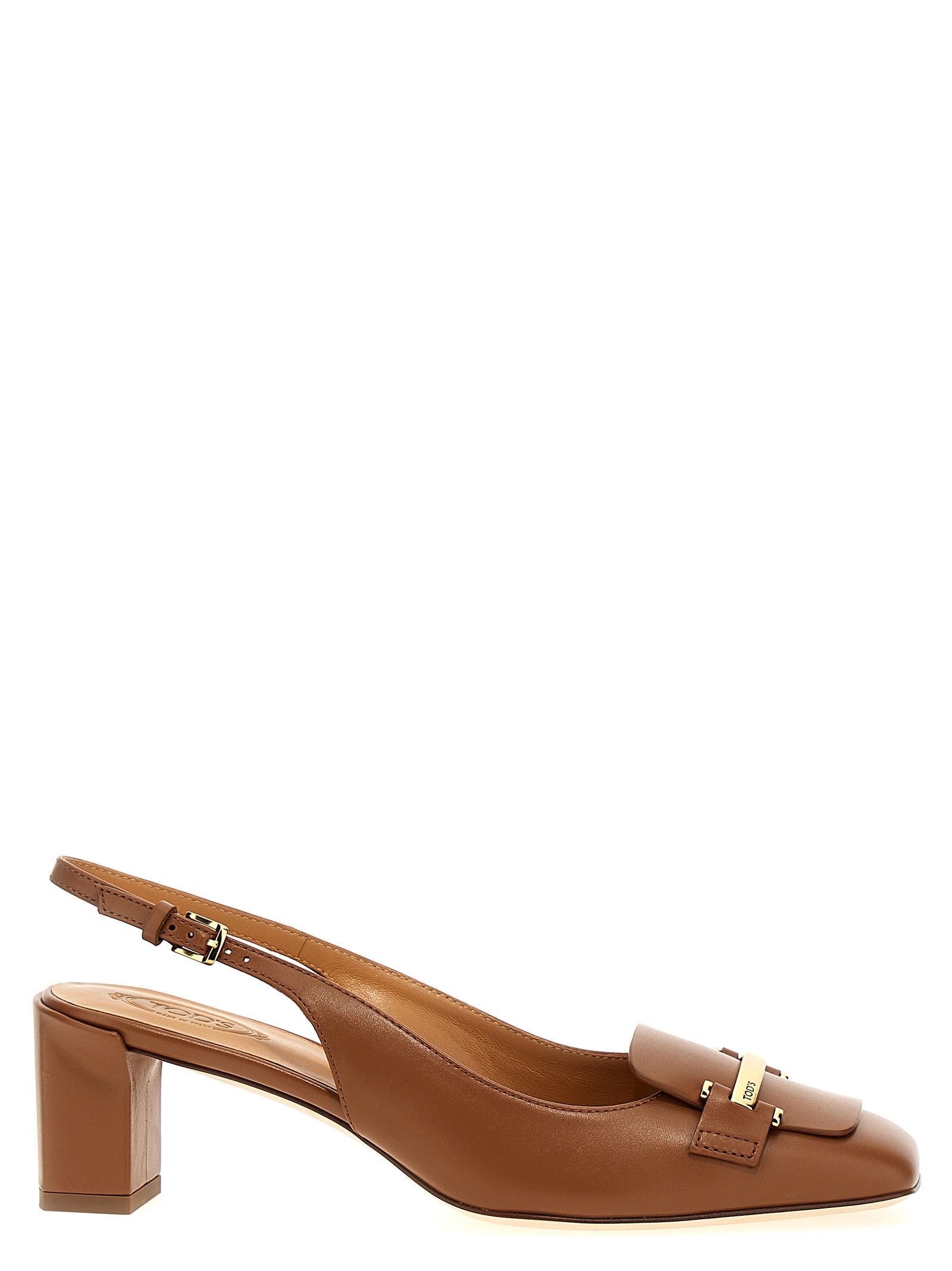 Tods 'cuoio T' Slingback Shoes in Brown, Women's (Size 5.5)