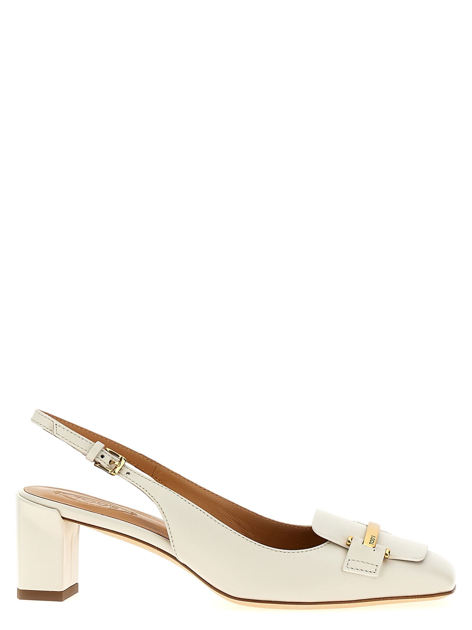 Tods 'cuoio T' Slingback Shoes in White, Women's (Size 8.5)