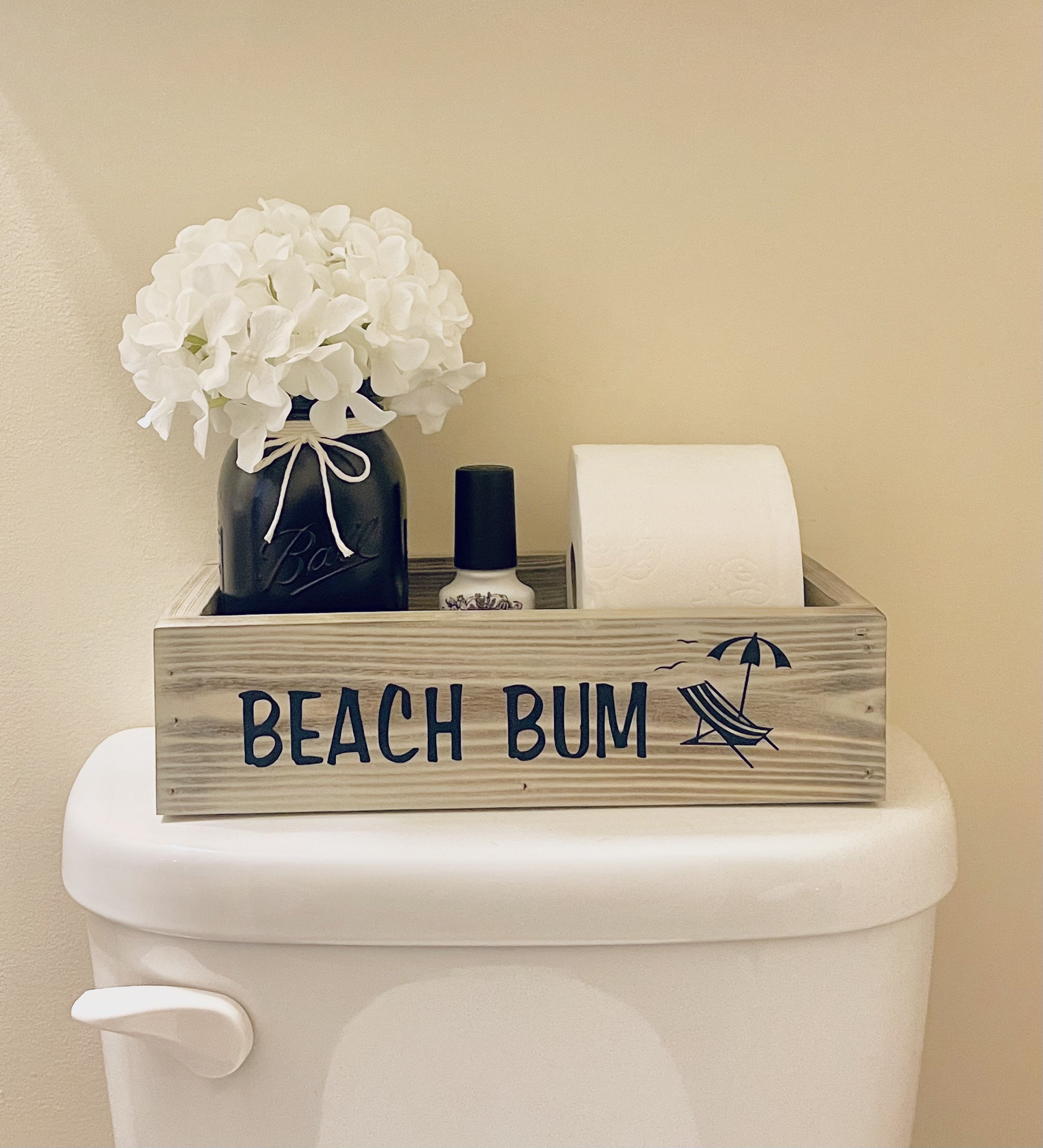 Toilet Paper Storage, Tank Top, Beach Bum Bathroom, Life, Catchall, Toiletry Organizer, Coastal Decor, Driftwood Tray