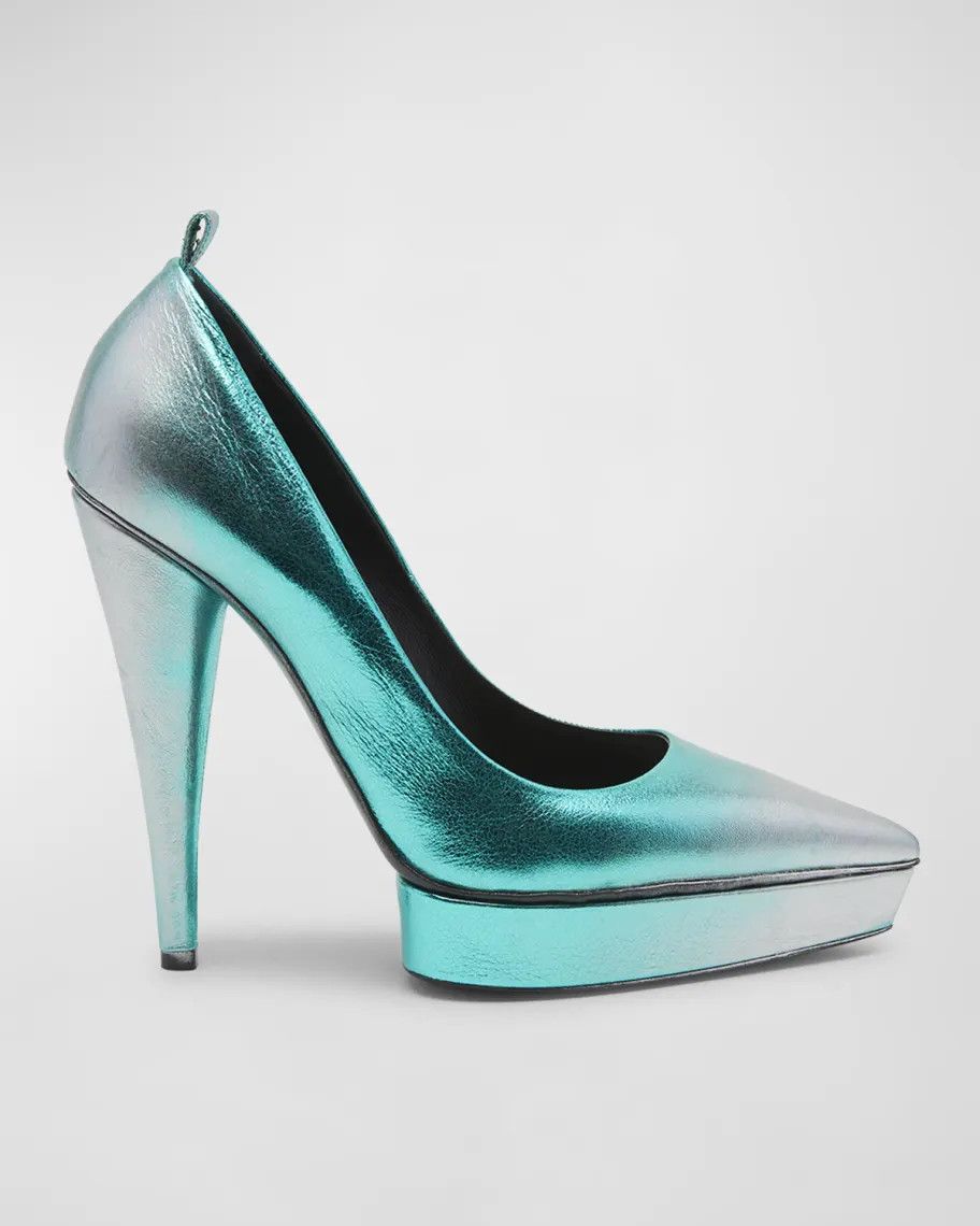 Tom Ford O1Loc1C0924 W3279 Platform Pumps In Silver Green Shoes, Women's (Size 8.5)