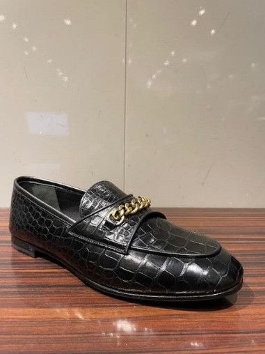 Tom Ford O1W1Db11224 W2428A Croc-Effect Leather Loafers In Black, Women's (Size 7)