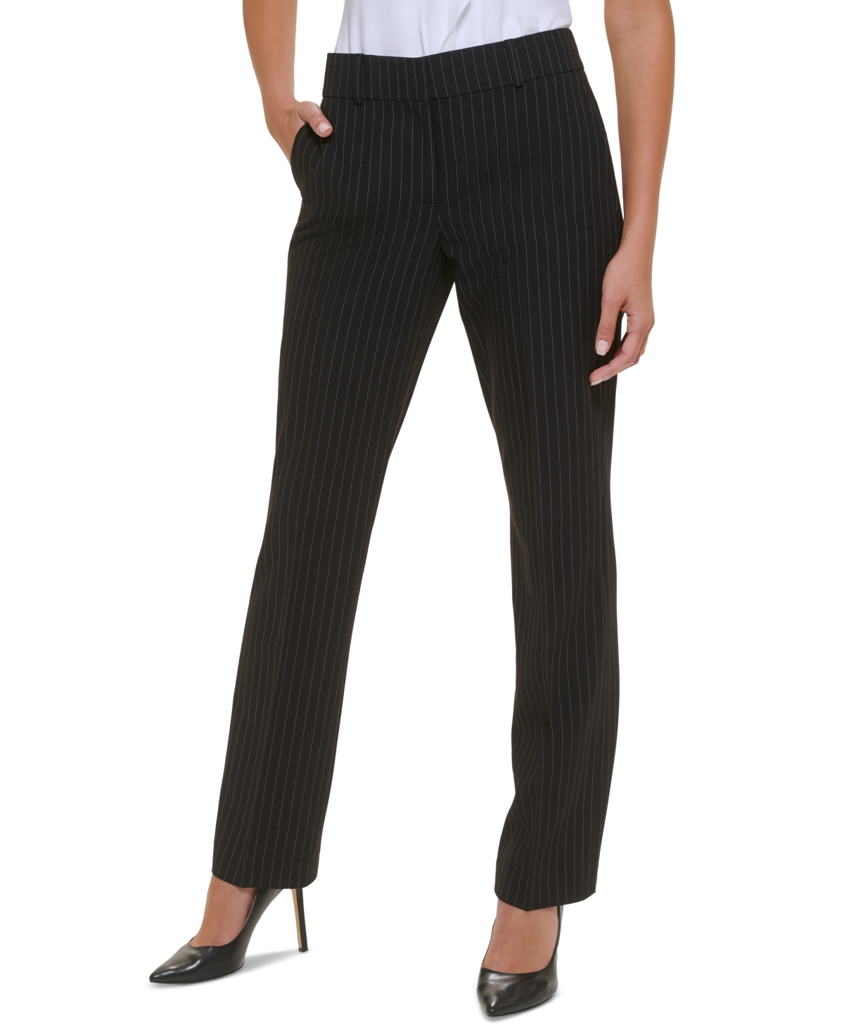 Tommy Hilfiger Women's Striped Sutton Straight-Leg Trousers - Pinstripe