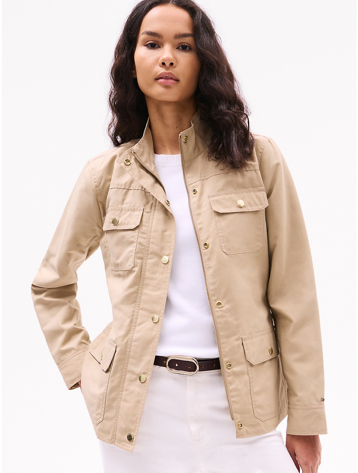 Tommy Hilfiger Women's Waxed Utility Jacket - Beige - L