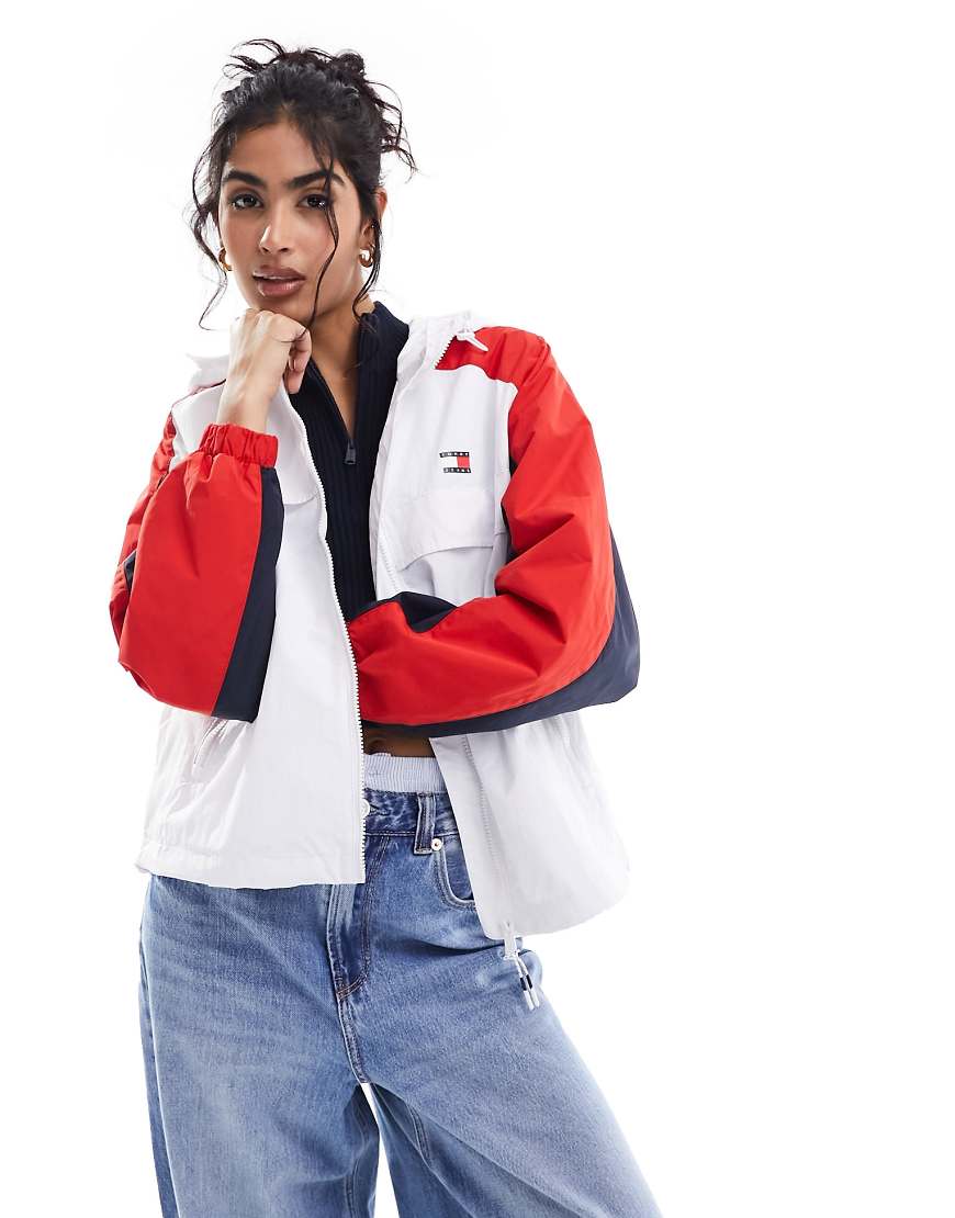 Tommy Jeans Chicago color block windbreaker jacket in white