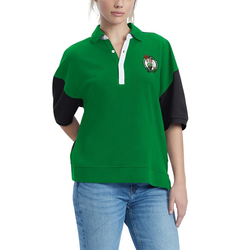 Tommy Jeans Kelly Boston Celtics Taya Puff Sleeve Pique Polo Shirt Kelly Green, X-Large - Women's NBA Licensed at Academy Sports