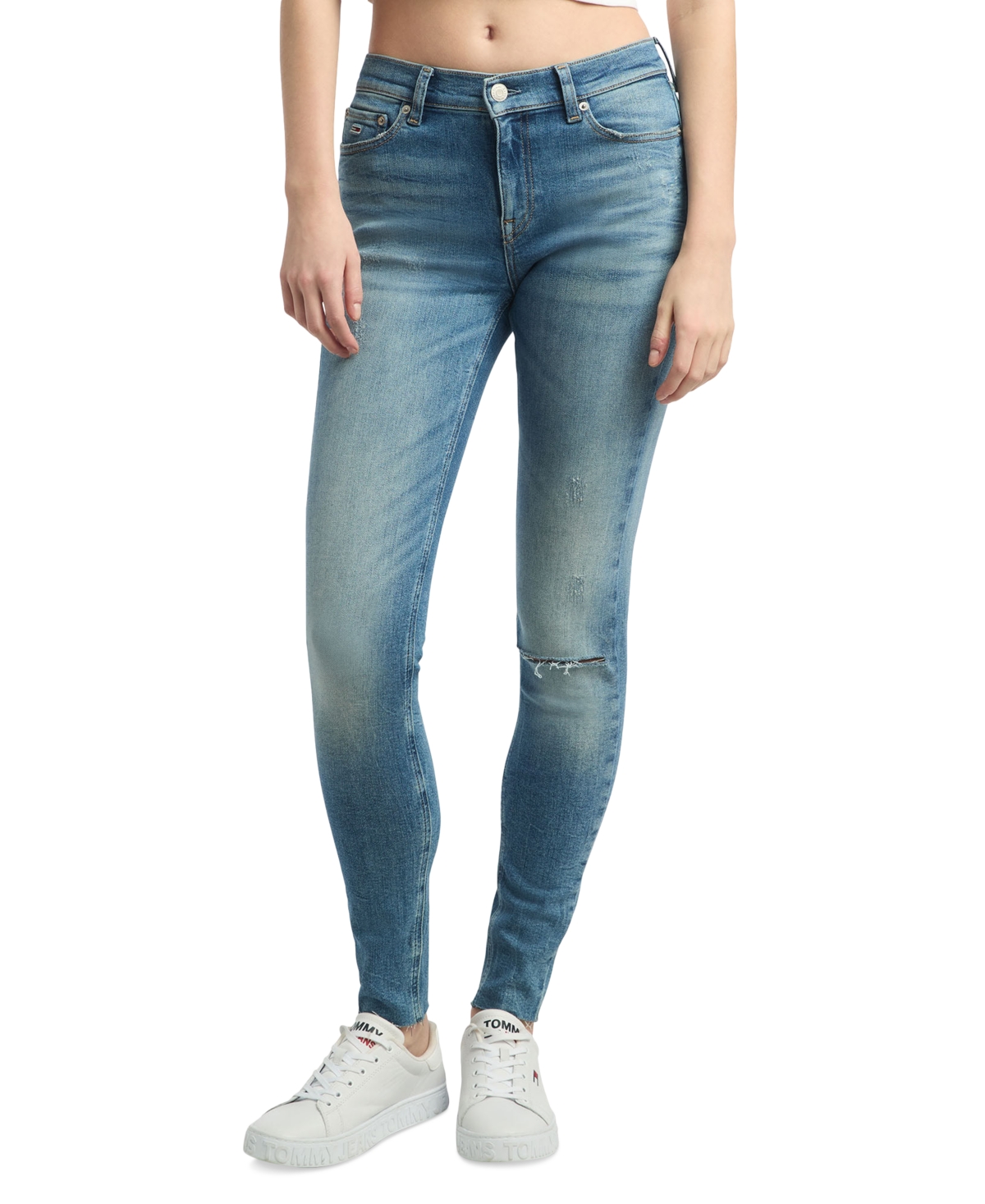 Tommy Jeans Women's Nora Mid-Rise Distressed Skinny Jeans - DENIM MEDIUM