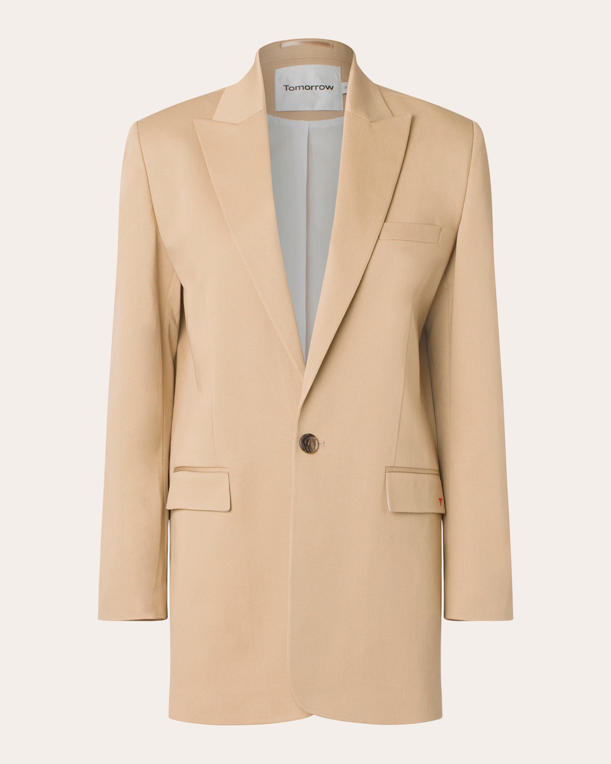 Tomorrow Women's Oversized Ellen Blazer in Clean Khaki Cotton/Elastane/Polyester