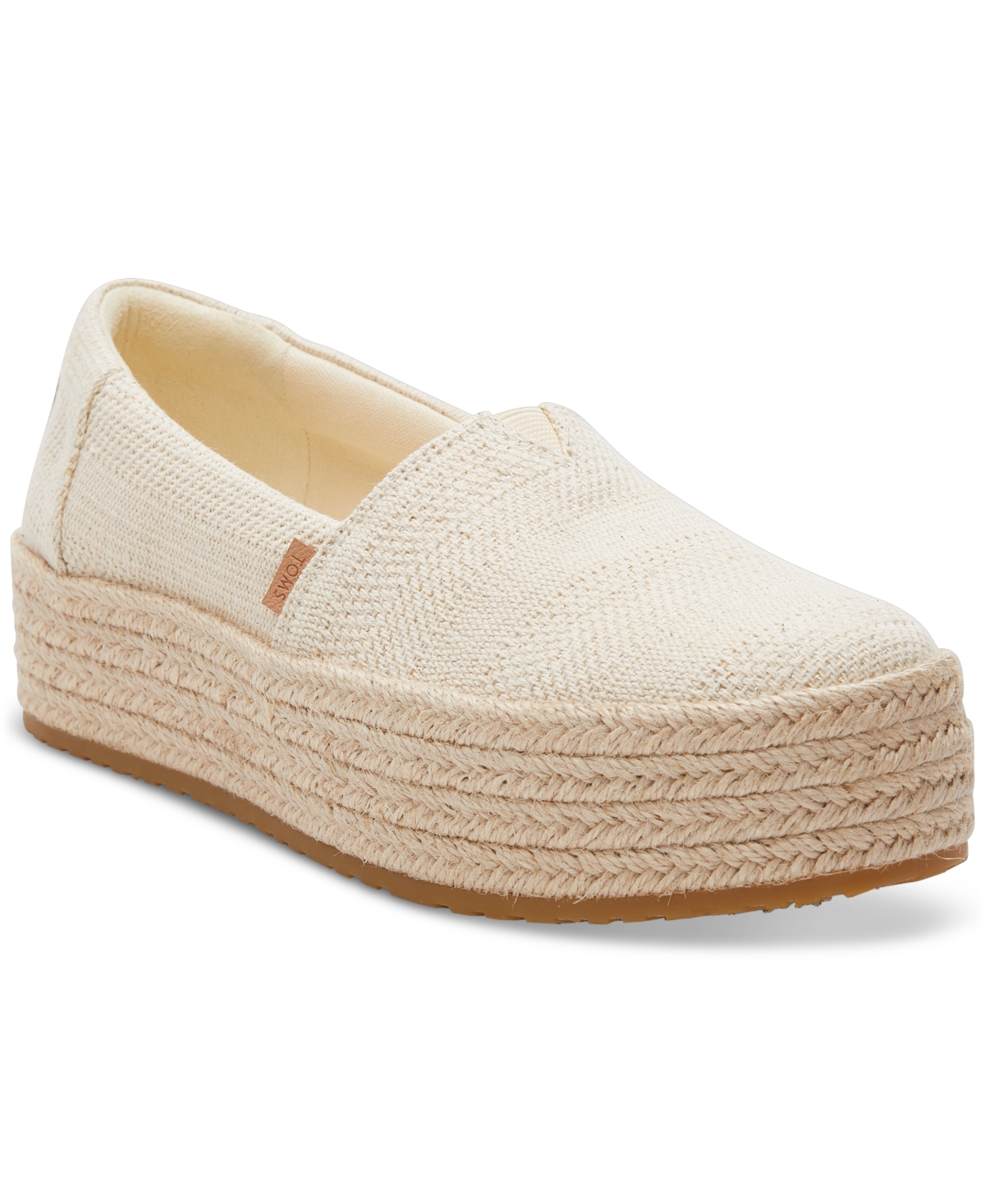 Toms Women's Valencia Canvas Platform Espadrilles - Natural Undyed Metallic Linen Stripe