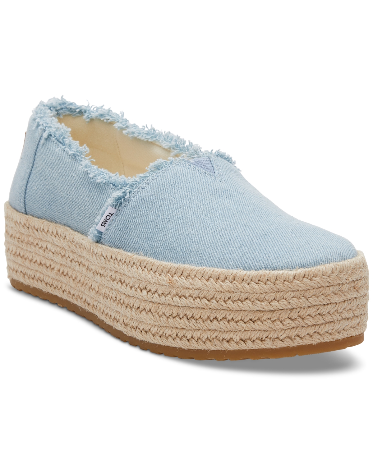 Toms Women's Valencia Canvas Platform Espadrilles - Pastel Blue Washed Denim