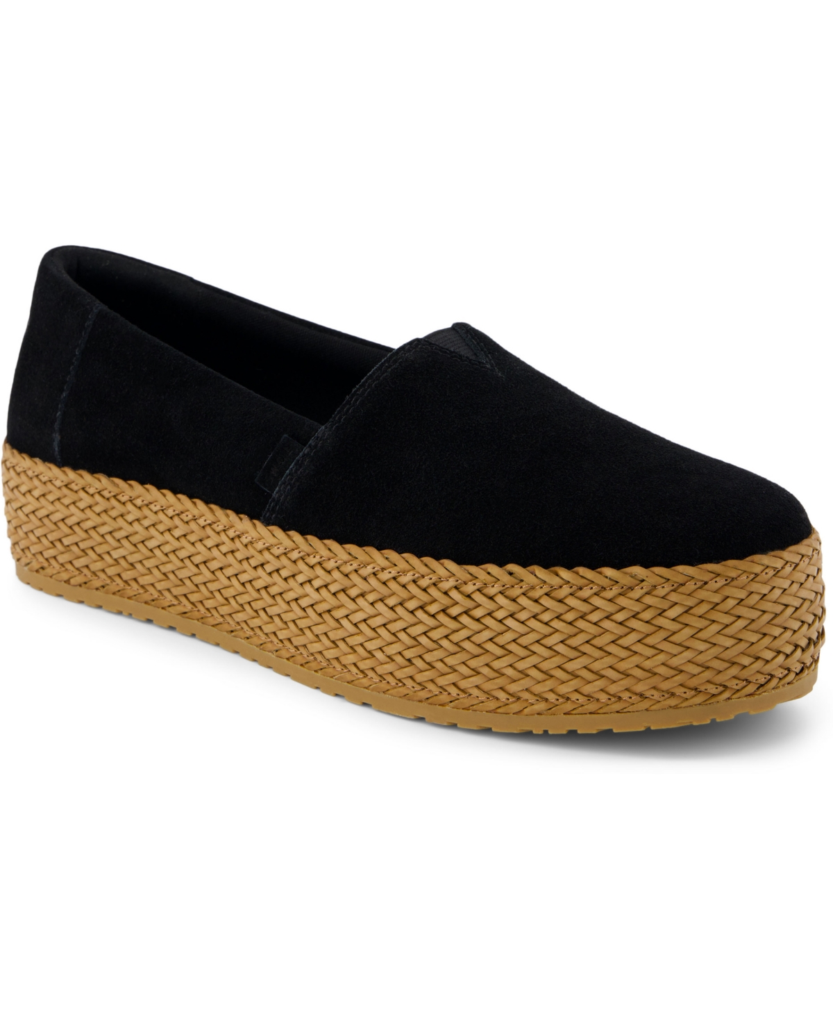 Toms Women's Valencia Suede Platform Espadrilles - Black Suede