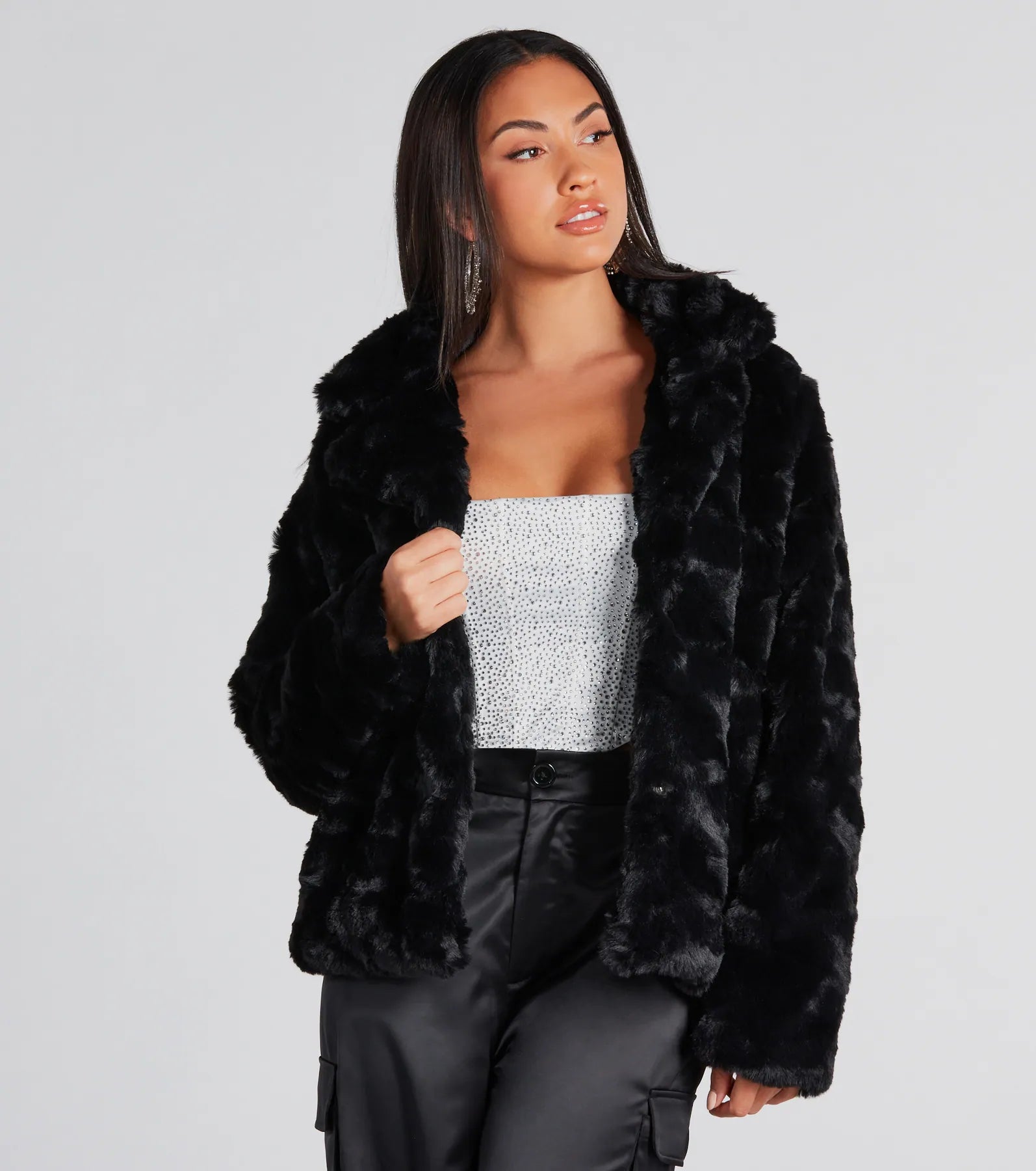 Top Trendsetter Textured Faux Fur Coat