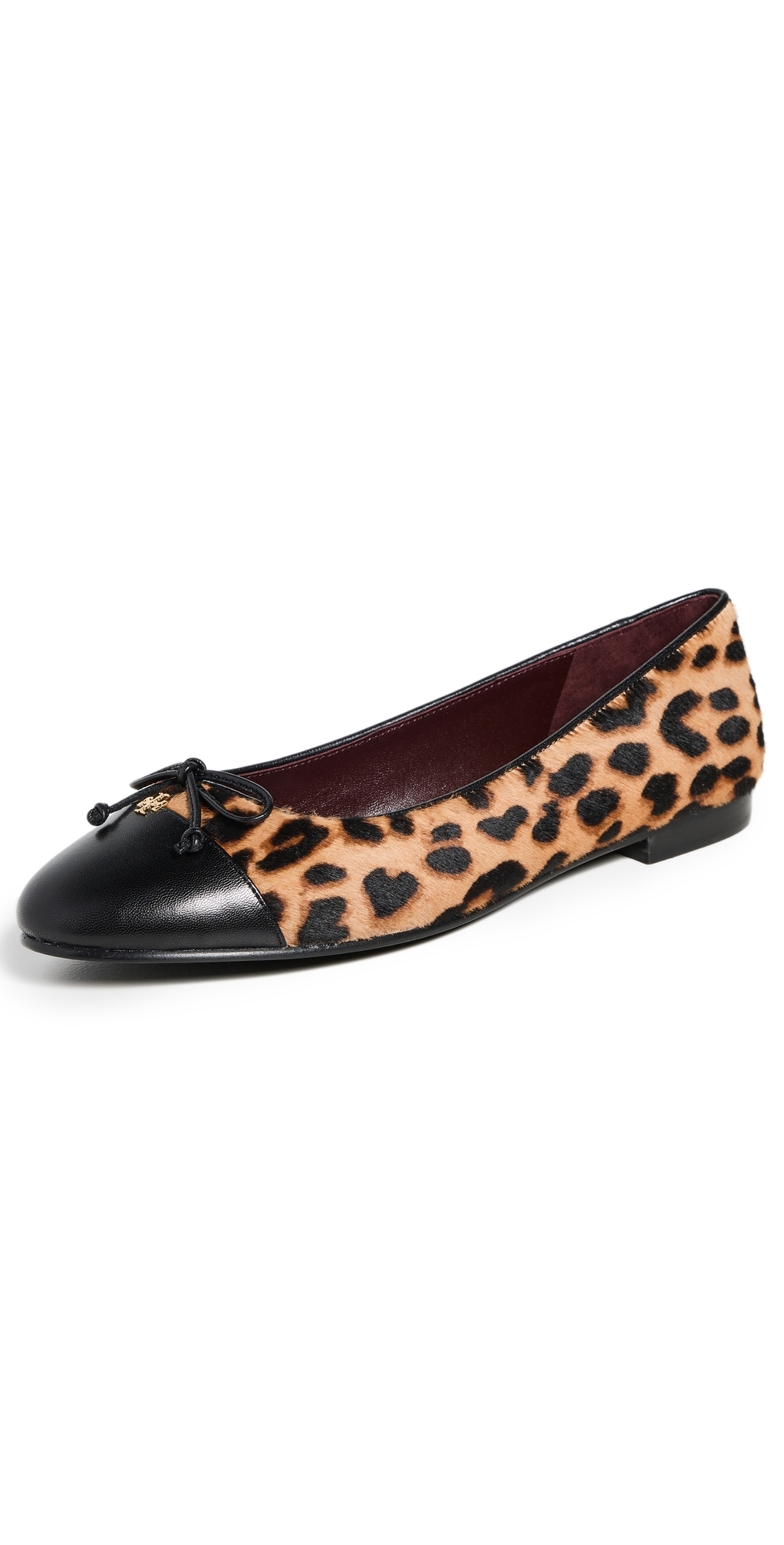 Tory Burch Cap Toe Ballet Flats Classic Leopard/Perfect Black 5.5