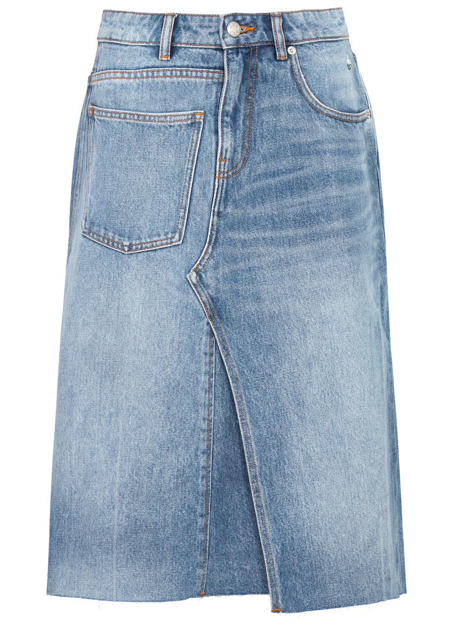 Tory Burch Deconstructed Denim Midi Skirt - 12 (UK16 /xL)