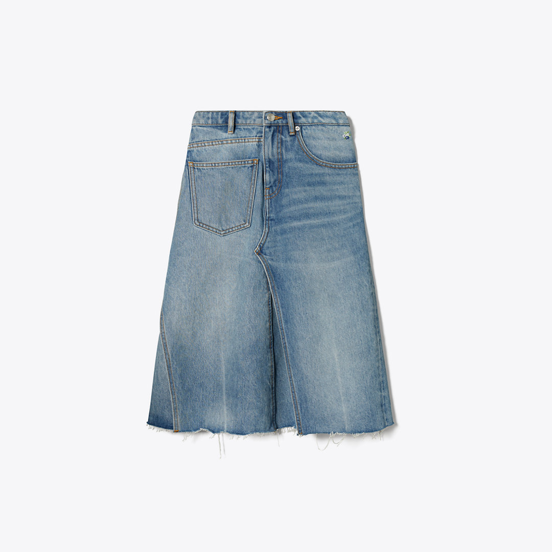 Tory Burch Deconstructed Denim Skirt