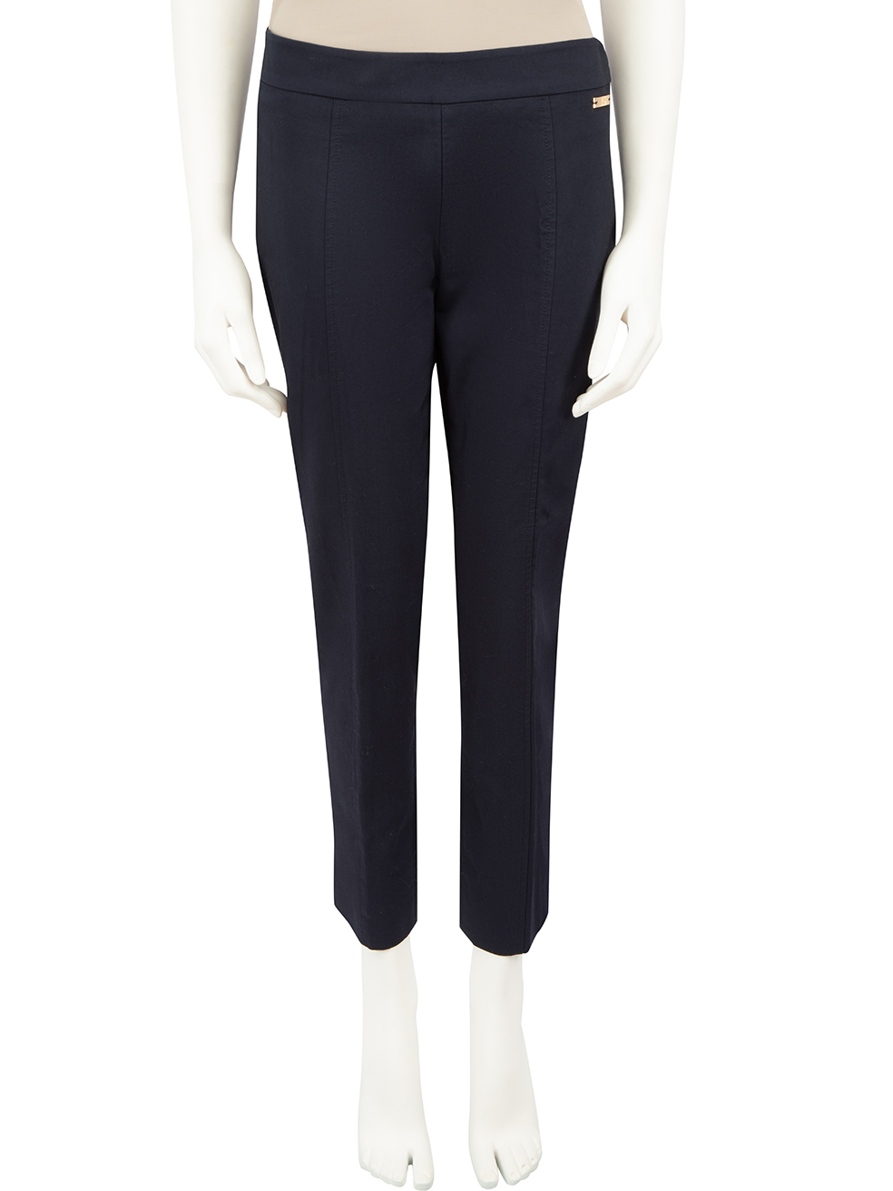 Tory Burch Navy Logo Plaque Tailored Trousers