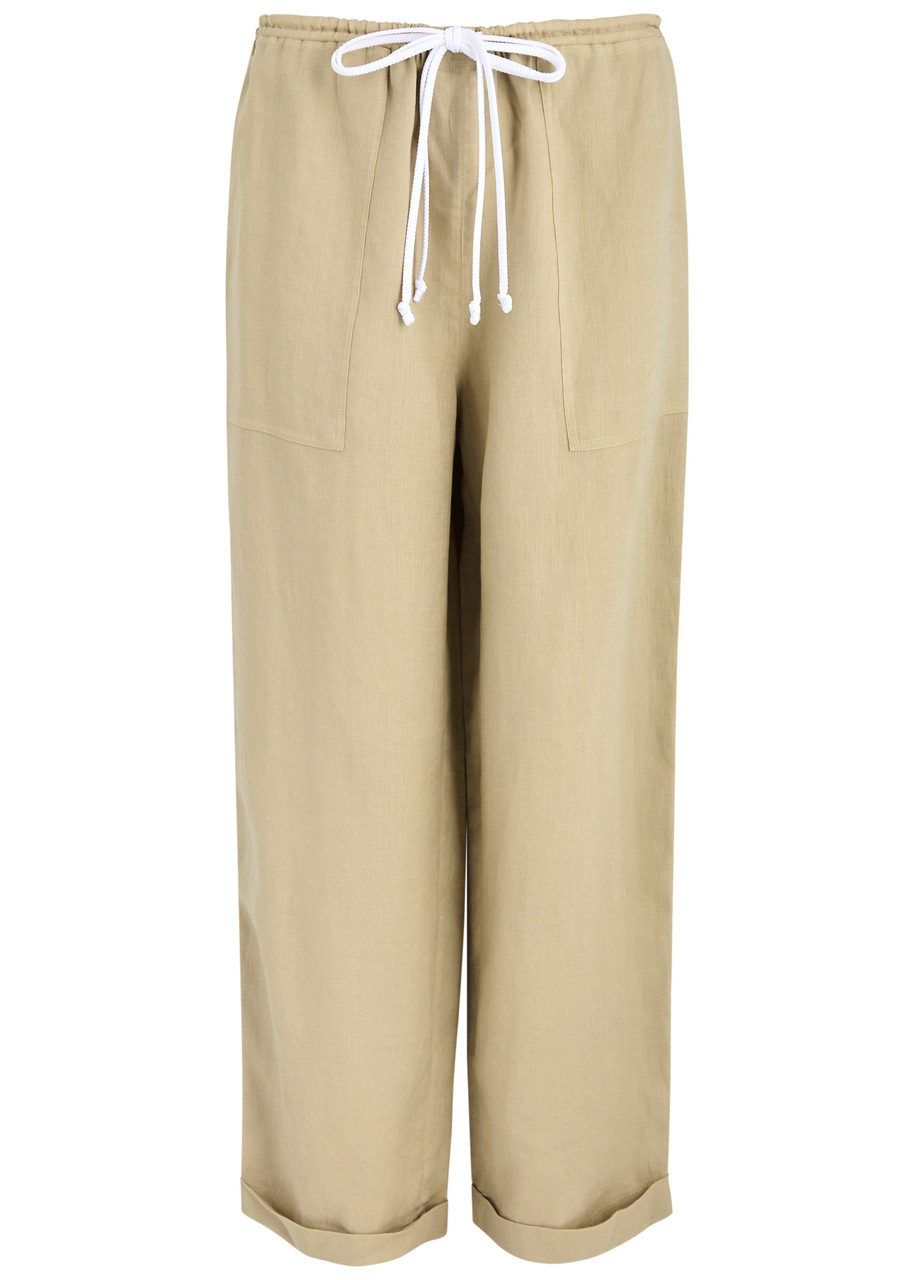 Tory Burch Straight-leg Linen Trousers - Sand - L (UK14 / L)