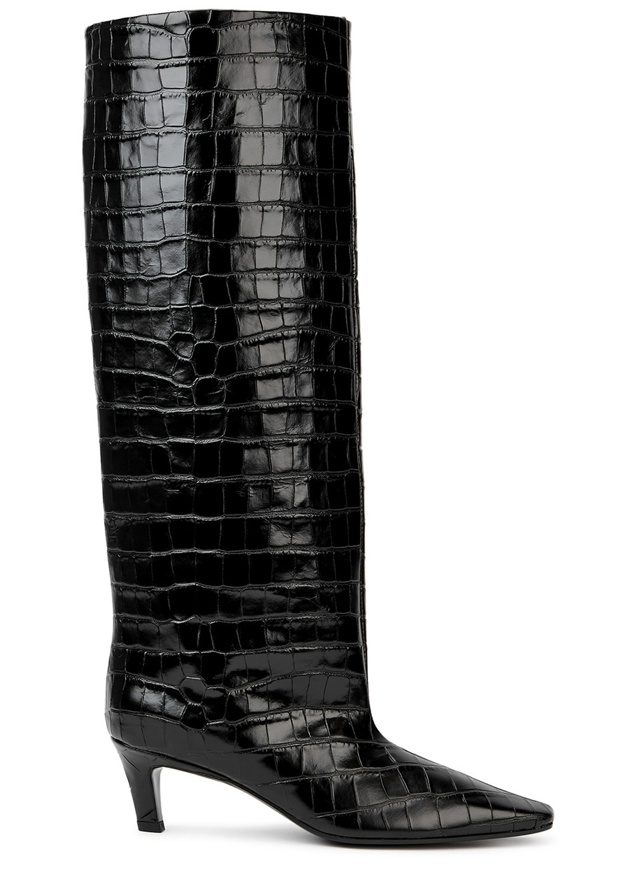 Toteme The Wide Shaft Black Leather Knee-high Boots - 8