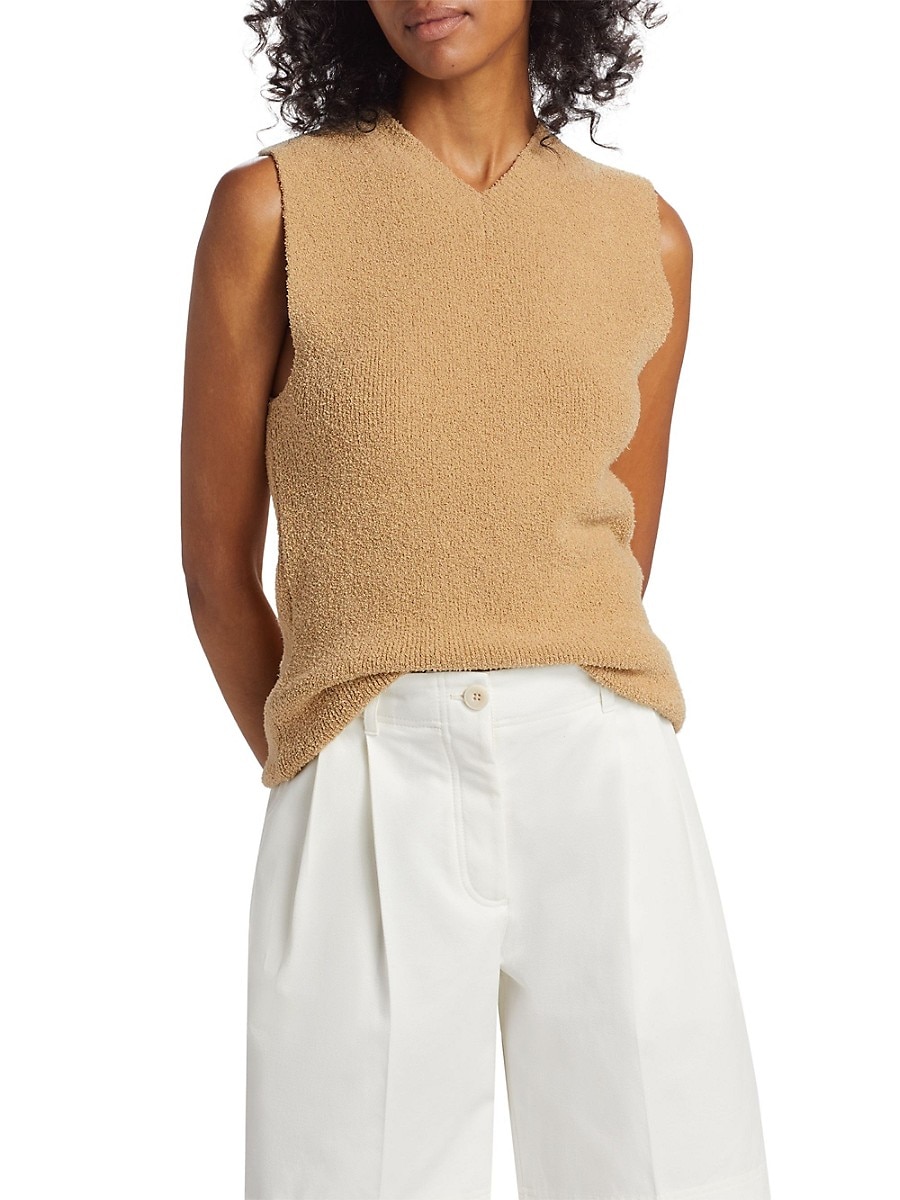 Toteme Women's Sleeveless Cotton-Blend Terry Knit Top - Sand - Size M