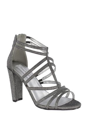 Touch Ups Strappy High-Heeled Glittery Gladiator Sandals in Pewter Size: 8.5 David's Bridal