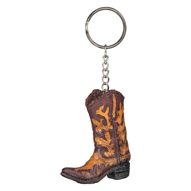 Tough1 Cowboy Boot Keychain Scalloped Burgundy