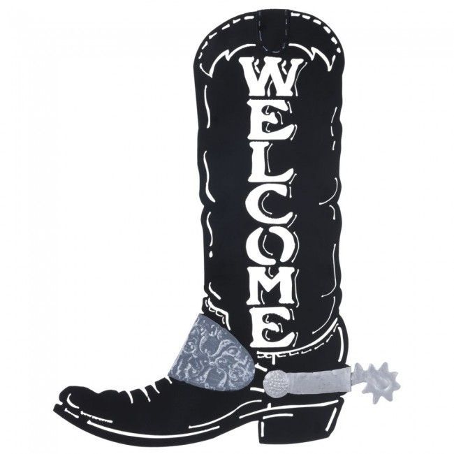 Tough1 Cowboy Boot Welcome Sign Black