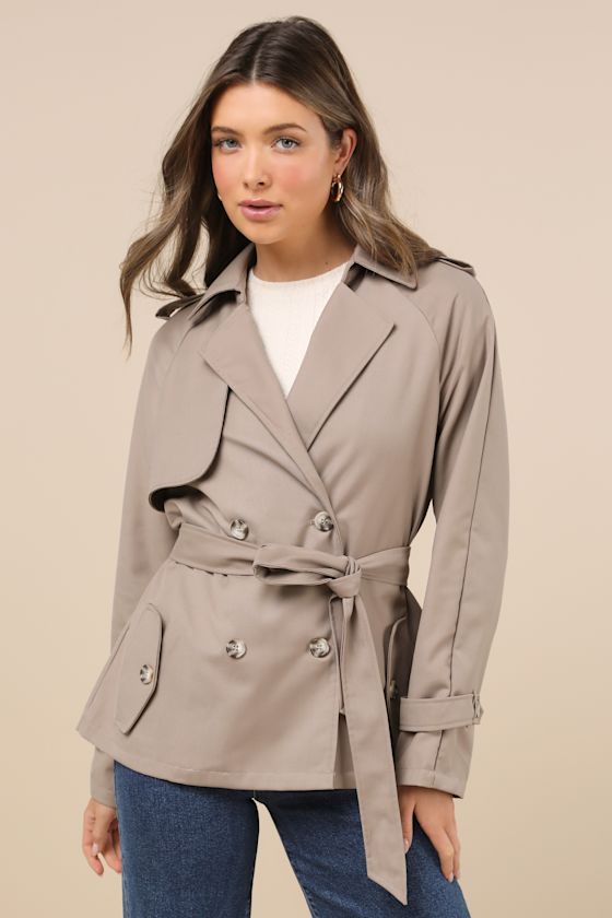 Trencherous Khaki Short Cropped Trench Coat