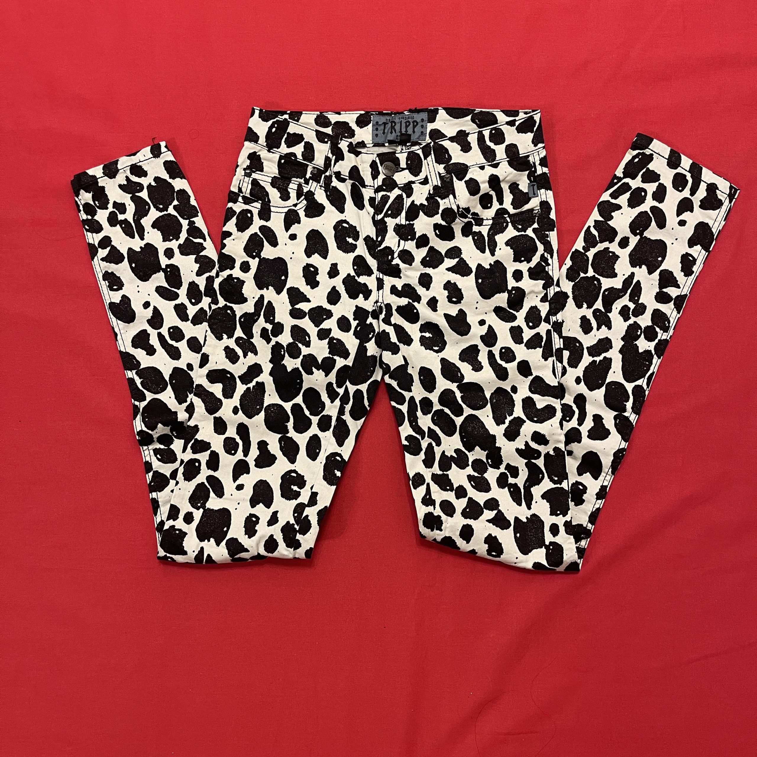 Tripp Nyc Glam Glitter Leopard Print Emo Punk Skinny Jeans Pants