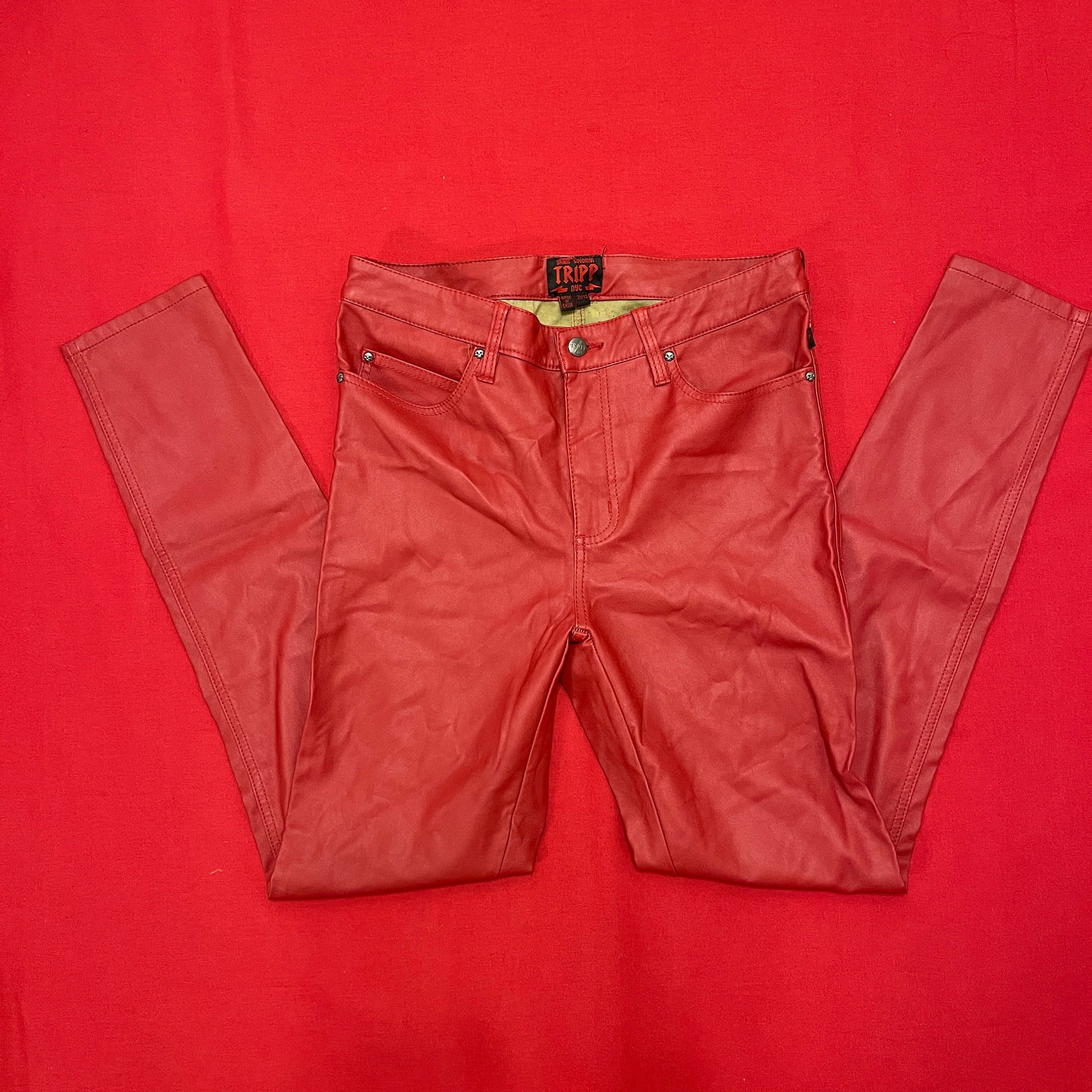 Tripp Nyc Red Faux Leather Pu Skinny Rocker Pants Size 13