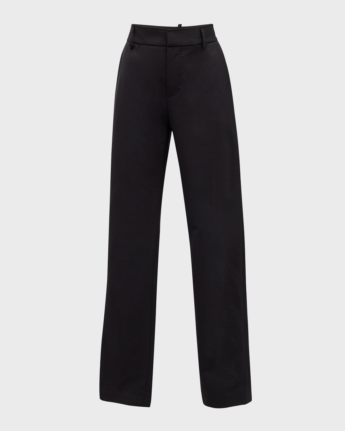 Tropical Wool Straight-Leg Tailored Trousers with Slit