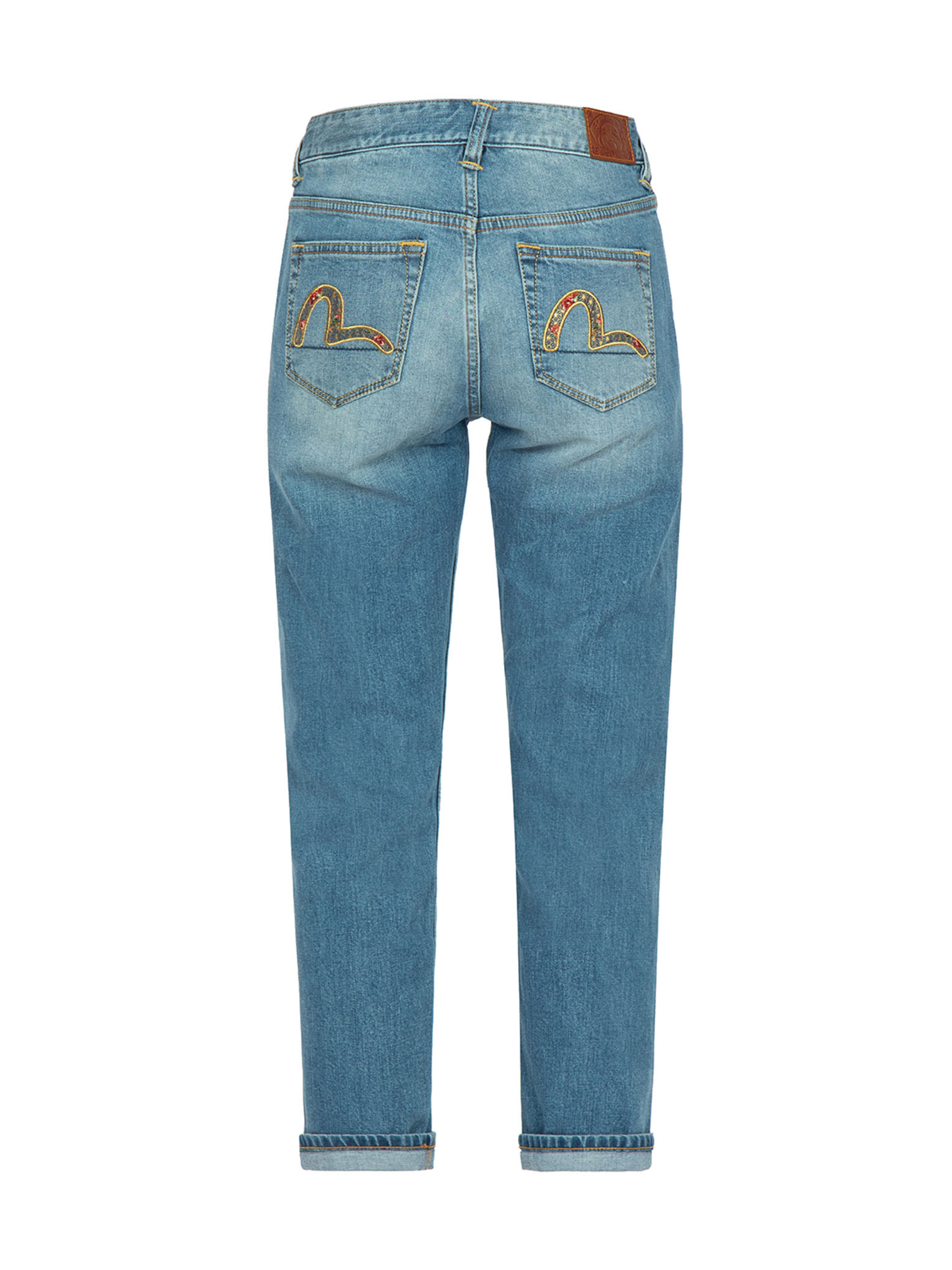 Tsubaki Brocade-pattern Seagull Embroidery Straight Leg Jeans