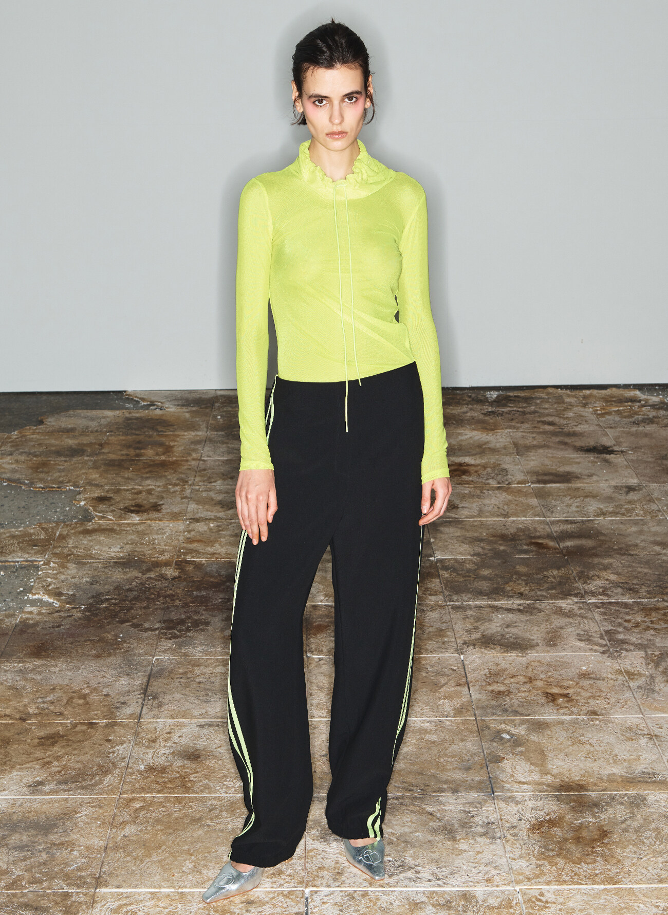 Turtleneck Mesh Top_Green