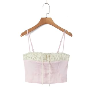 Two Tone Bow Ruched Panel Camisole Top