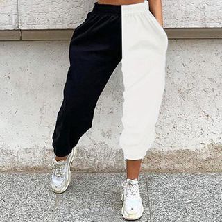 Two-Tone Cropped Harem Pants