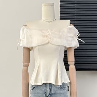 Two-Tone Off-Shoulder Peplum Top