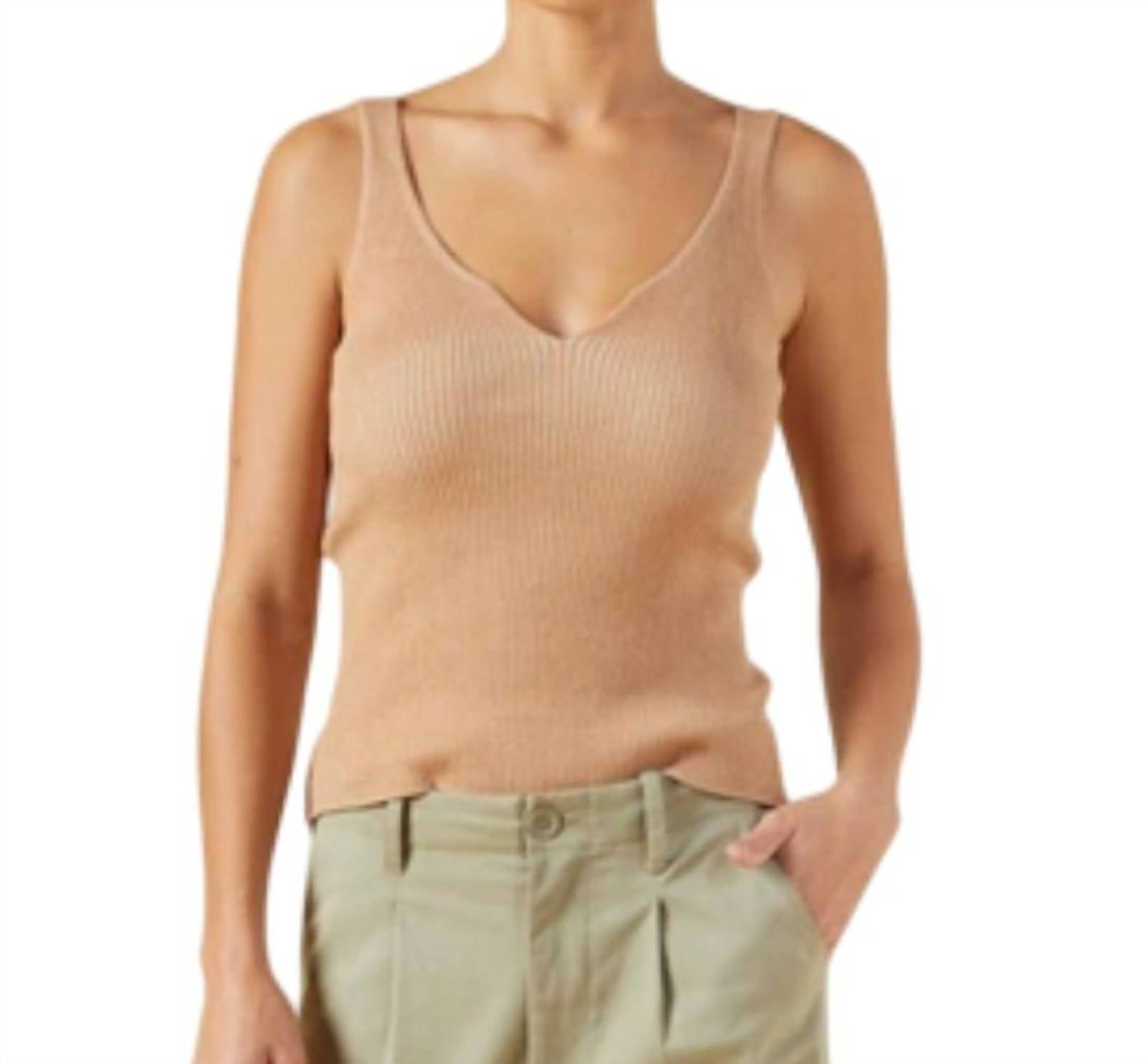 Two Tone Sweater Tank Top In Doe