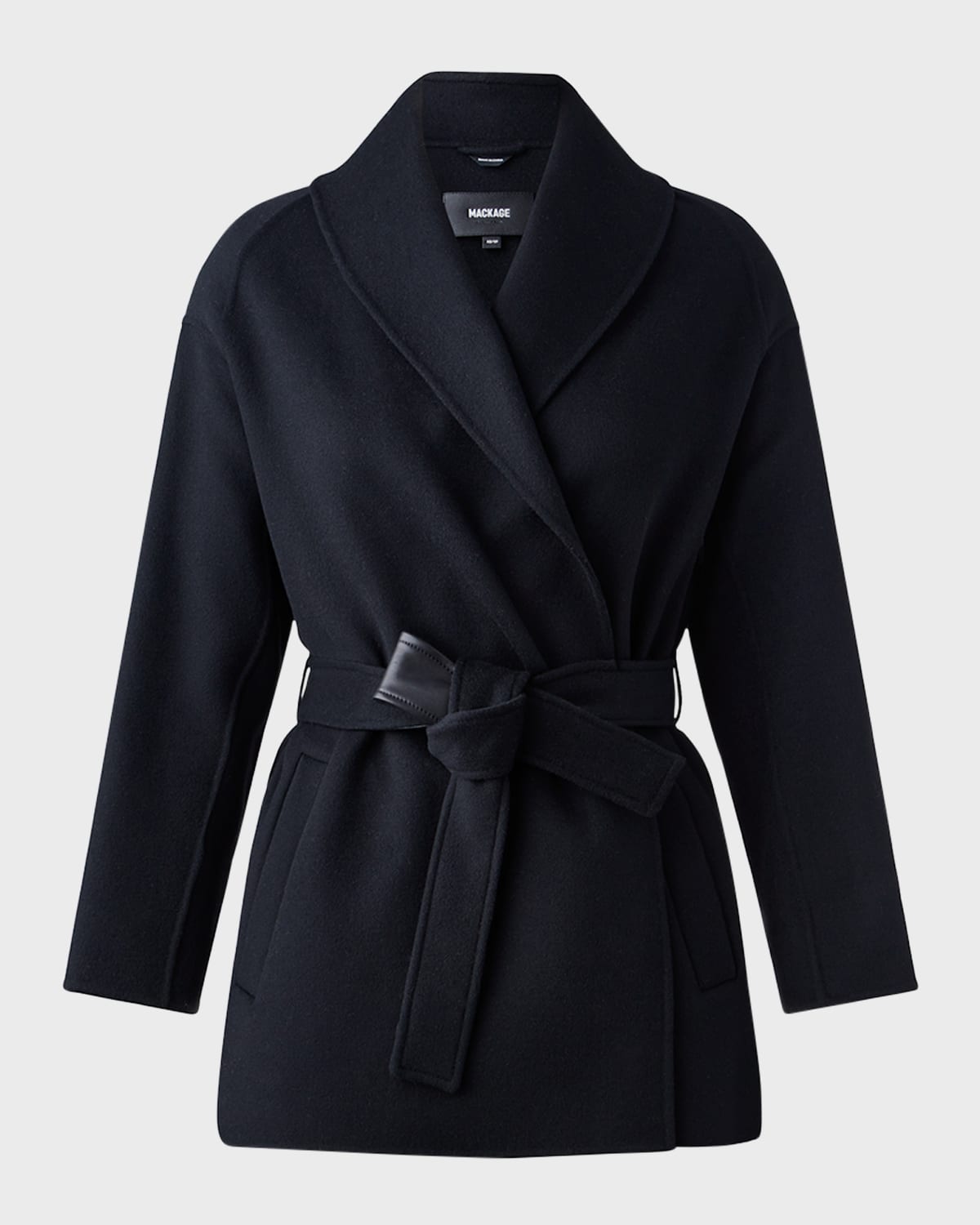 Tyra Double-Face Wool Wrap Coat with Tie Belt