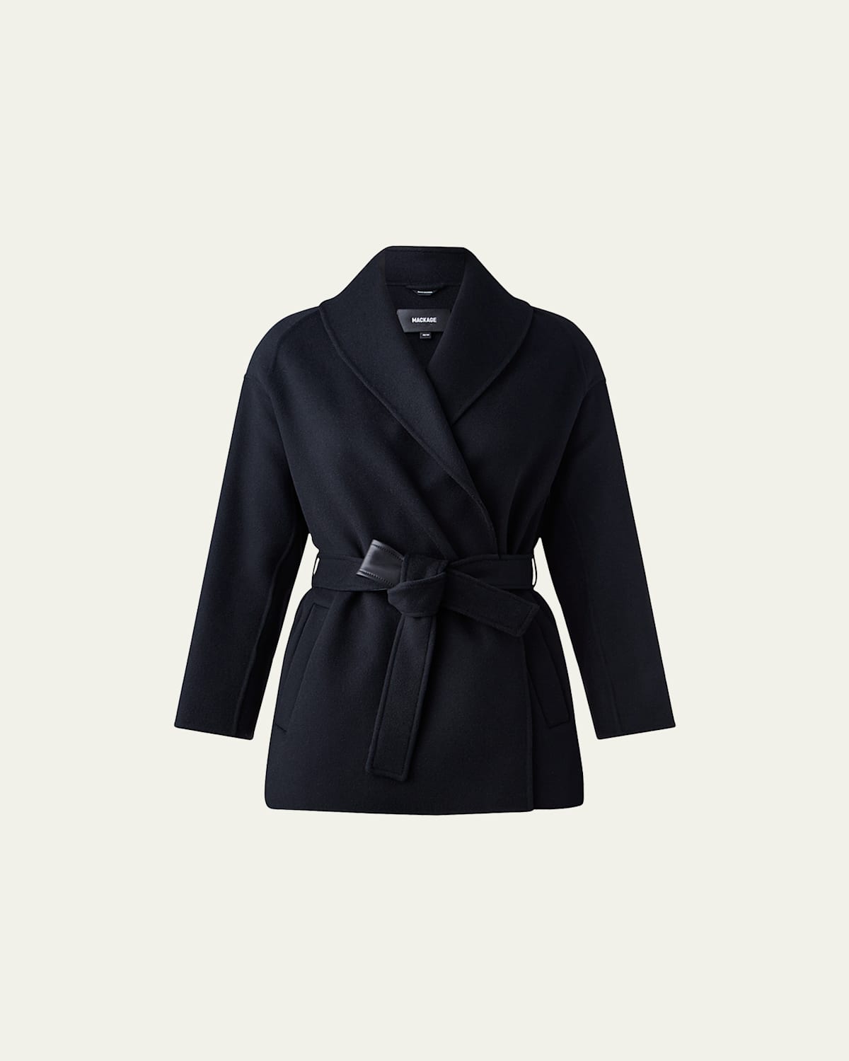 Tyra Double-Face Wool Wrap Coat with Tie Belt