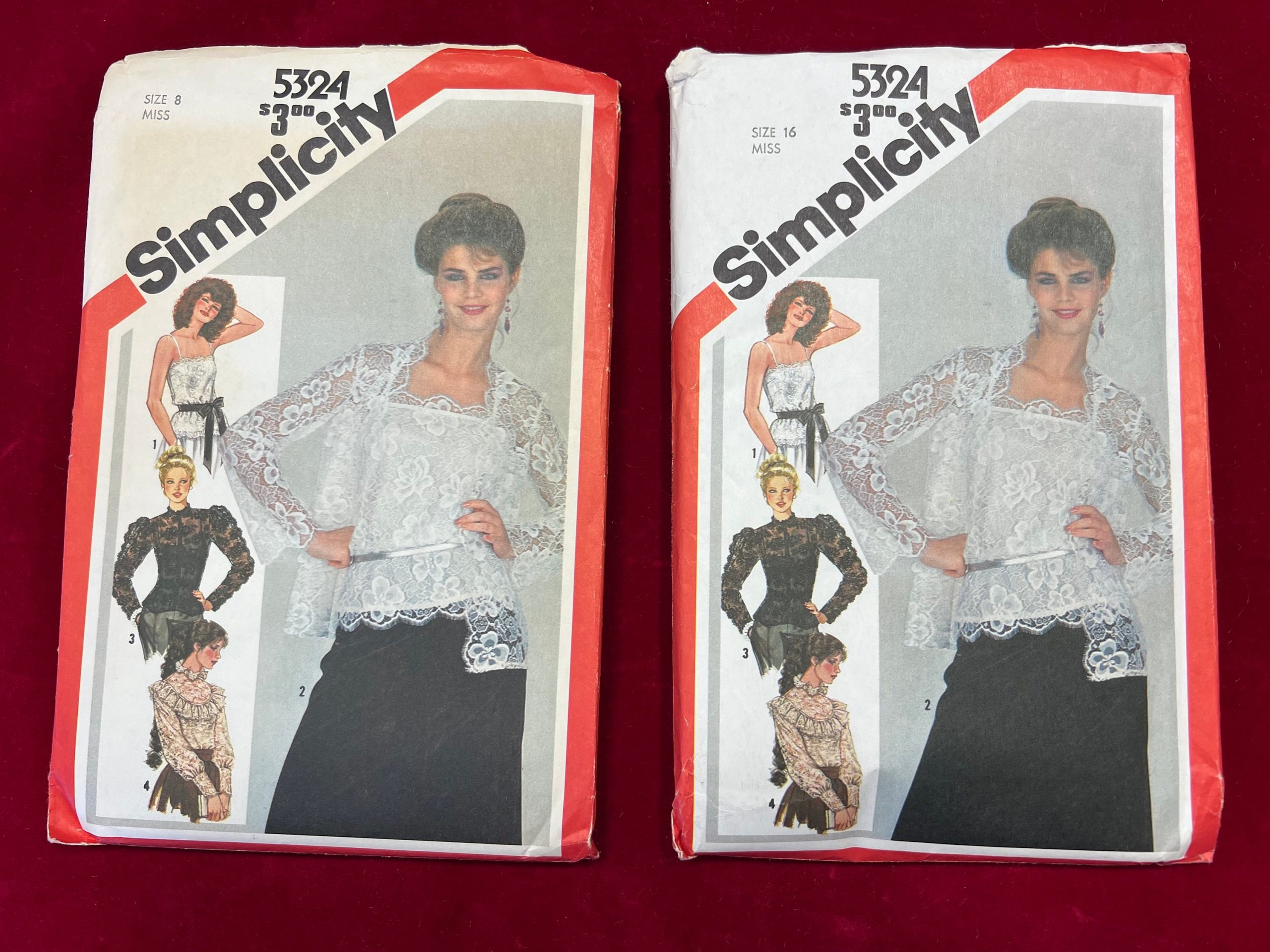 U Choose~1981 Simplicity Sewing Pattern 5324 Misses Evening Lace Blouse, Jacket & Camisole, Size 8 Or 16 Uncut - 1980S Lace Ruffle Blouse