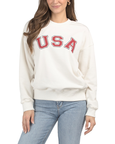 USA Printed Oversized Sweatshirt for Women | Polyester/Spandex/Cotton