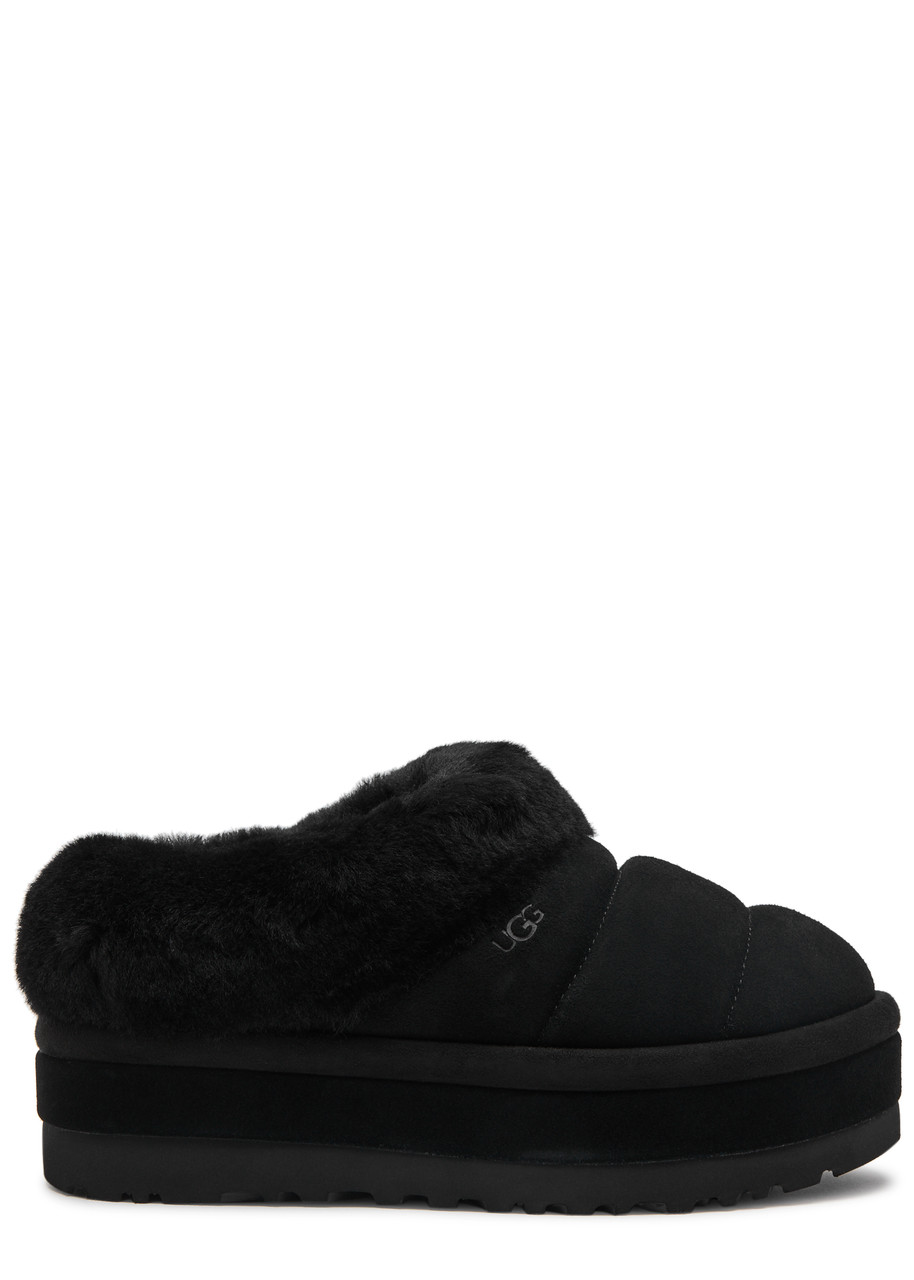 Ugg Tazzlita Suede Flatform Mules - Black - Xxs (UK4 /xXS)