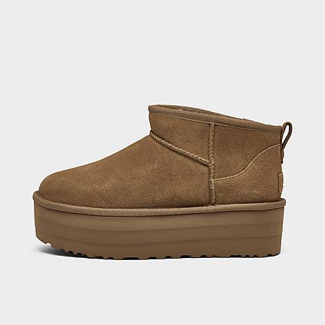 Ugg Women's Classic Ultra Mini Platform Boots in Brown/Chestnut Size 7.0 Polyester/Suede/Wool