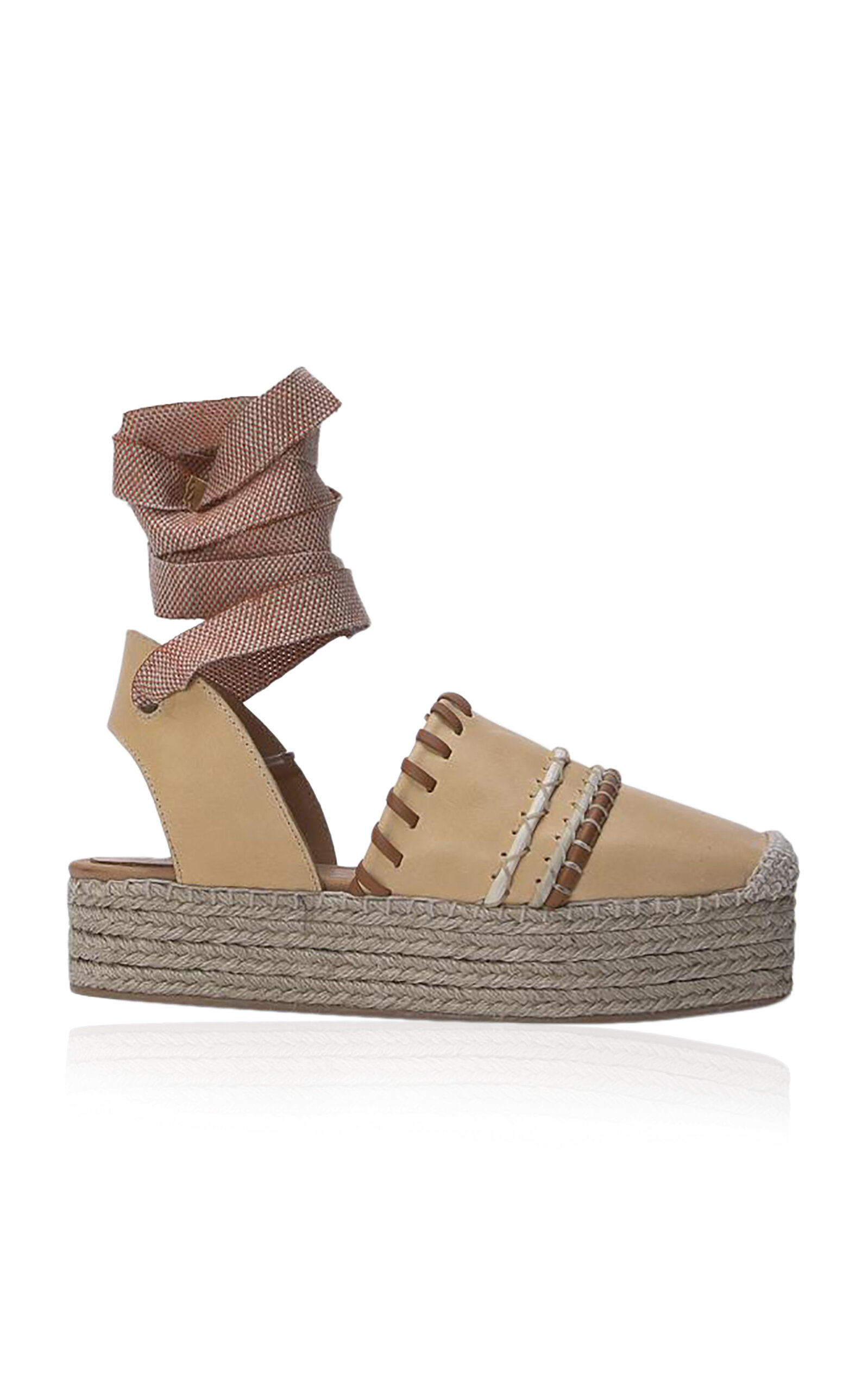 Ulla Johnson - Stitch Leather Espadrilles - Neutral - IT 42 - Moda Operandi